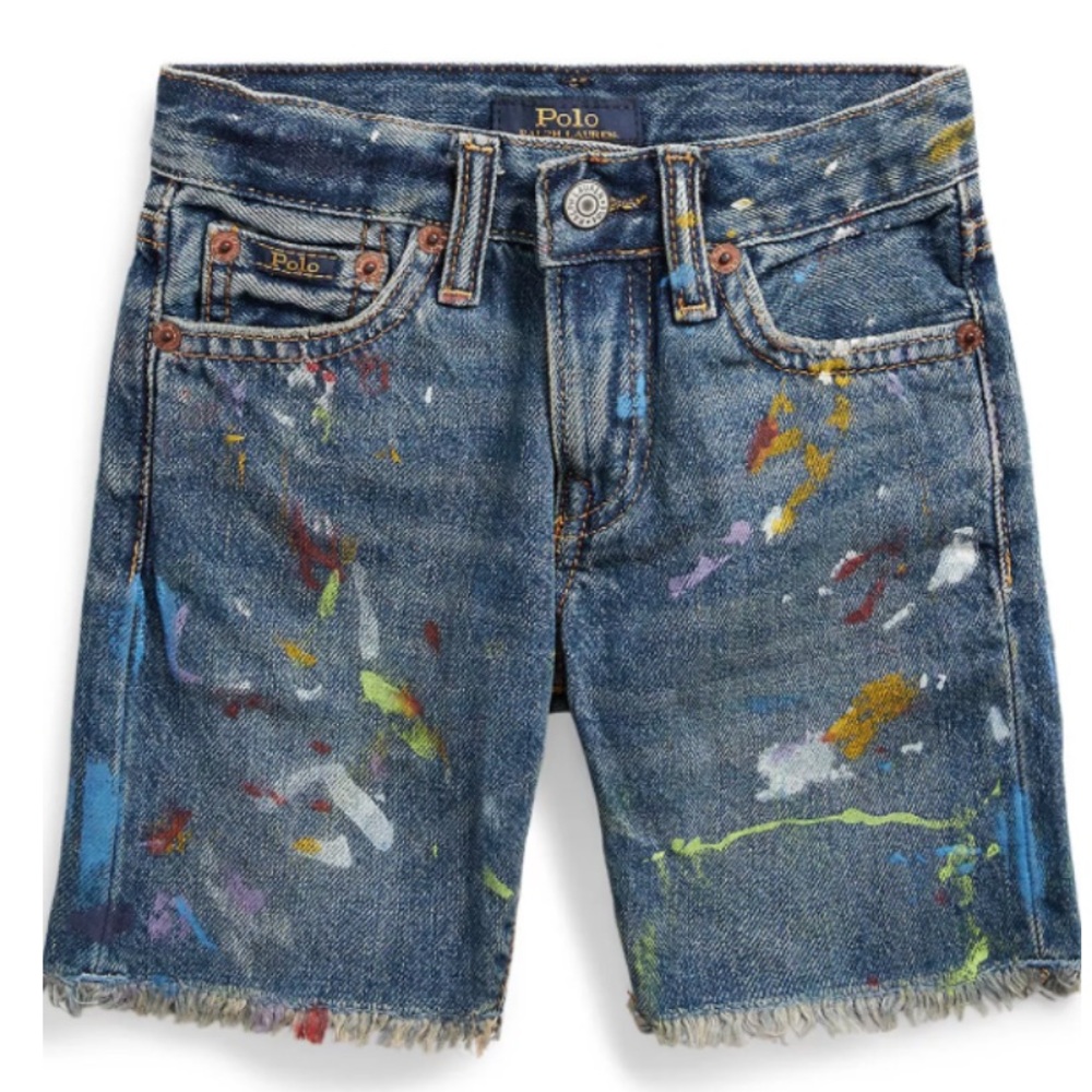 Ralph Lauren Blue Paint Splatter Jean Shorts